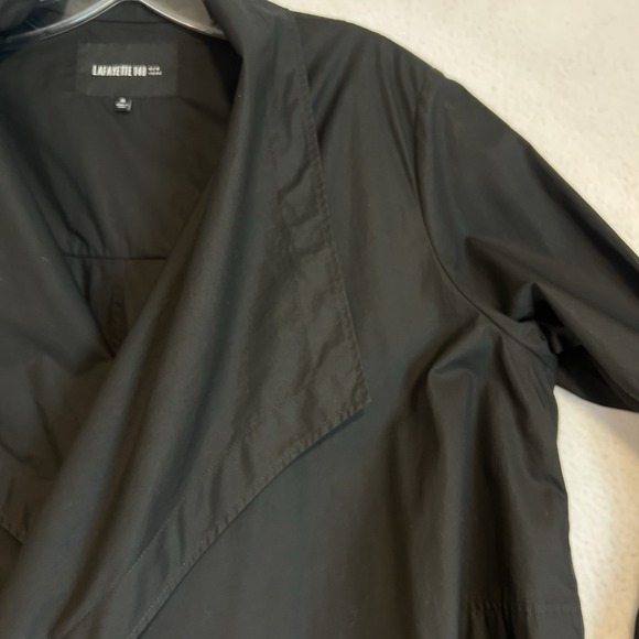 Lafayette 148 N Y Cardigan M Black Cotton Blend Cascade Shawl Collar Open Front - Picture 5 of 13